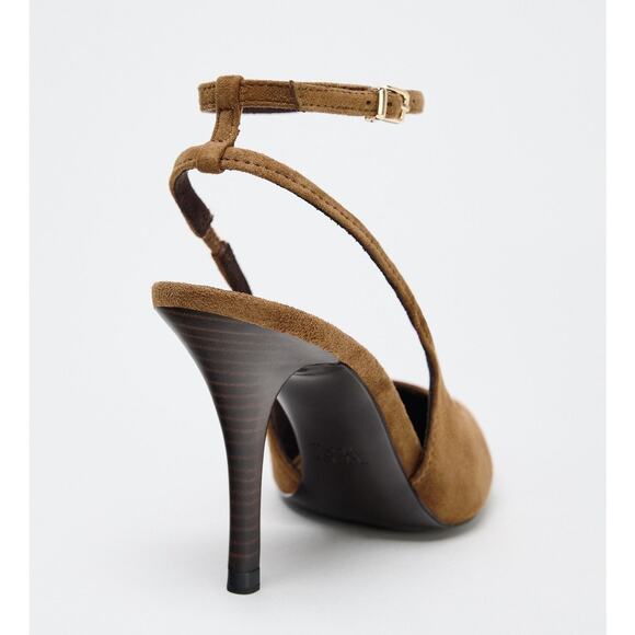 RARE!!! ZARA Brown Suede Leather Slingback Heels NWT 🤎 - Picture 16 of 16